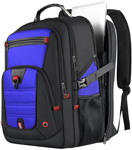 Z-MGKISS 17.3 Inch Large Backpack, Travel Laptop Bag for Men, College Backpack with USB Port, TSA-Approved Water Resistant Rucksack, Heavy Duty Business Weekender Bag, Blue