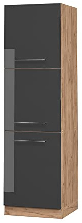 Vicco Herdumbauschrank Fame-Line, Anthrazit Hochglanz, 60 cm