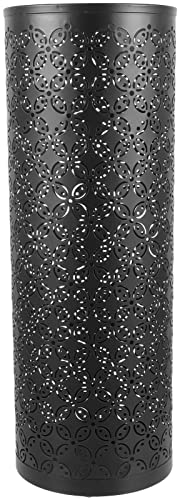 Yardwe Metal Umbrella Stand Free Standing Round Umbrella Holder Bin Umbrella Bucket Canes Walking Sticks Rack Barrel Floor Vase for Home Entryway Porch Office Black