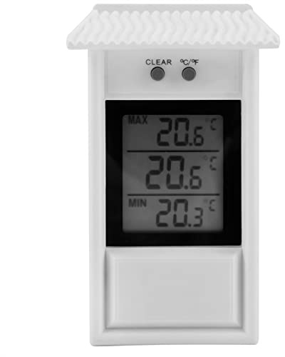 Joyzan Digital Greenhouse Thermometer, Outdoor Waterproof Max Min Temperature Meter Indoor High Low Tester Temperature Recording Weatherproof Hygrometer Gauge Monitor Wall Mounted Garden Home Growroom