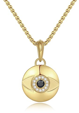 GAVU Collar de Acero Inoxidable Chapado en Oro con Colgante de Ojo Turco para hombre 60cm