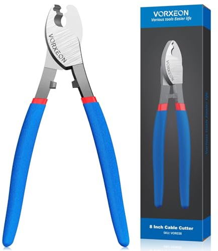 VORXEON Kabelschere Kabelschneider 203mm/8in Drahtschneider für Aluminium Kupfer Kabel Geeignet zum Schneiden von Drähten von 0-35 mm² (kleiner als AWG2/0)