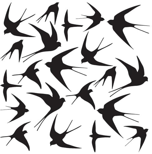 Schwalben-Fensteraufkleber zur Verhinderung von Vogelschlägen, kollisionssichere Fensteraufkleber, verhindern, dass Vögel in Fenster fliegen, 21 Stück (Black)