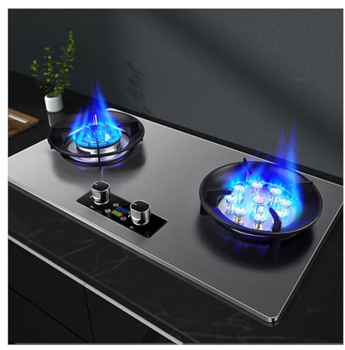 Cuisinière À Gaz Portative En Acier Inoxydable, Cuisinière À Gaz À 2 Brûleurs, Panneau En Acier Inoxydable 5,2 KW, Minuterie Indépendante Double Face, Dispositif De Protection Contre Les Extinctions A