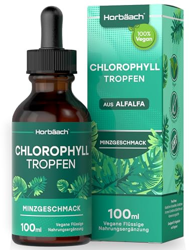 Clorofilla Liquida 100ml | Erba Medica Pura in Gocce | Integratore Vegano | Alto Dosaggio e Senza Conservanti | Sapore Menta | Liquid Chlorophyll | Horbaach