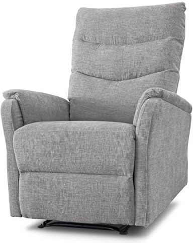 EVERGREENWEB - Poltrona Relax Reclinabile Elettrica con Comodo Pulsante Integrato nel Bracciolo, Schienale Regolabile e Triplo Cuscino in Tessuto Grigio, 2in1 Poltrona Letto con Seduta Ergonomica