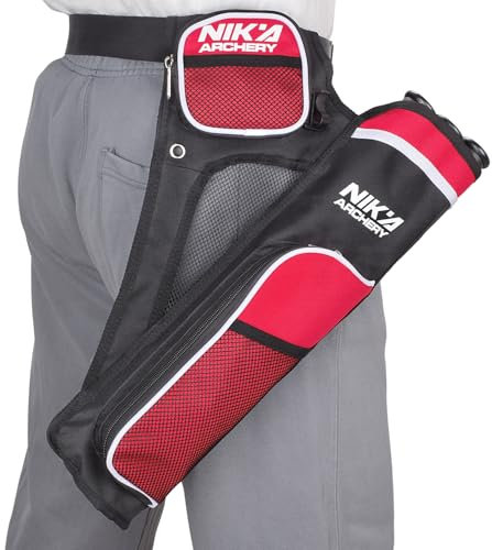 ELONG OUTDOOR Bogenschießen Köcher für Pfeile,Pfeile Köcher Köcherhalter Tasche mit 3 Geschützte Pfeilrohre – Verstellbare Gürtel Taille für Jugendliche Erwachsene das Bogenschießen