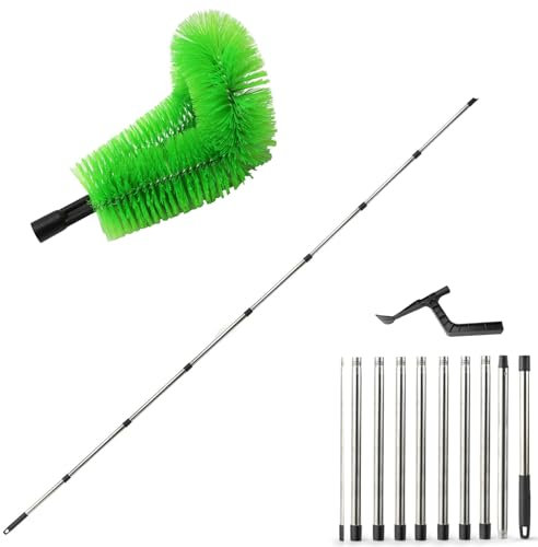 diceevil Gutter Cleaning Tools, 320cm Telescopic Gutter Cleaner with Gutter Brush & Leaf Shovel, Gutter Cleaner Suitable with 9-Section Pole for Bungalow, 2 Layer Terraced House