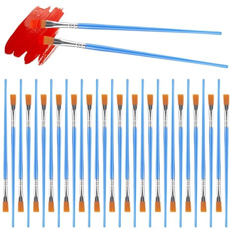 Set di 30 pennelli piatti in nylon blu 15 mm x 17 cm, piccoli pennelli per acquerello, pittura a olio, corpo, rocce, tela, dipinti amanti dei bambini e del disegno fai da te