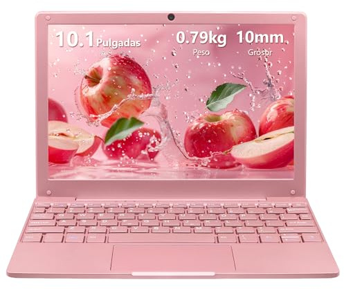 MOREPC Pequeño Mini portátil, 10,1 Pulgadas (0,79 kg), Ultra Delgado y Ligero Netbook con, Celeron N4000, 8GB DDR4, Webcam, USB 3.0, niños y Adultos. (Oro Rosa, 8+128G SSD)