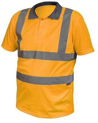 Högert Technik Felix mycket synlig pikétröja orange 2XL – andas, reflekterande ränder, EN ISO 20471 klass 2, arbets- och skyddskläder reflekterande, apelsin, XXL