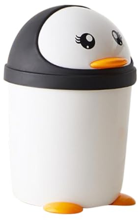 Gadpiparty Papelera De Basura Infantil Tapa Abatible, Diseño, Capacidad Grande, Plástico Negro y Blanco, Para Oficina, Coche y Habitación Infantil