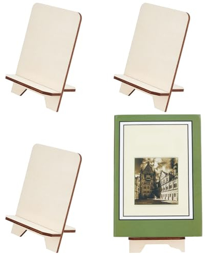 BENECREAT 4 mini Support de Livre en Bois Présentoir en Bois pour Photos en Amandes Blanchies Plaque Décorative Livre Chevalet Photo Œuvre Artistique