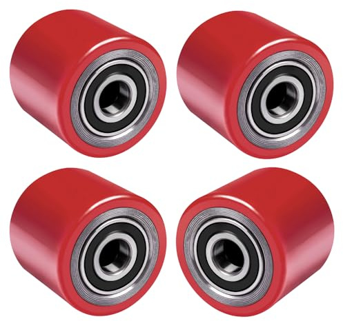 4 Stück Hubwagen Rolle Polyurethan 82 x 60 mm, mit Kugellager Rollen für Hubwagen Ersatzrollen Laufrolle | Durchmesser 82 mm | Breite 60 mm | Achse 20 mm | Maximale Belastung: 550 KG