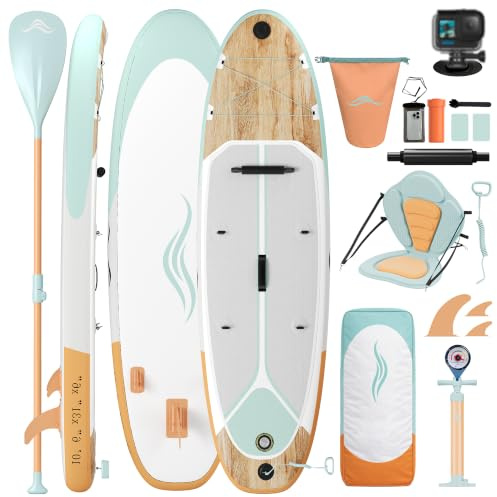 Devoko Tabla Paddle Surf Hinchable 330cm 2 en 1 con Kayak Hinchable Plazas y Accesorios hasta 130kg para Surf, Pesca, Yoga