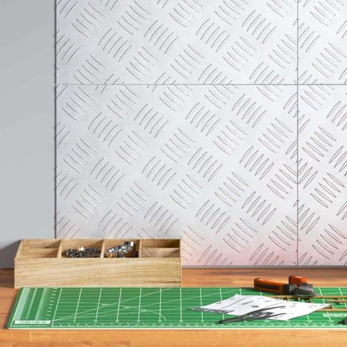 Holepyr trappa stege rätvinklig 4 st silver aluminium räfflad plåt 40 x 30 cm trappsteg för inomhus, hall, hus, renovering med halkfri trappmatta och trappstöd