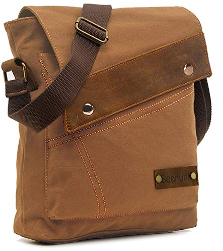 Sechunk Canvas Shoulder Bags Crossbody Bags Messenger Bags Purse for Men Women (Yellow，small)