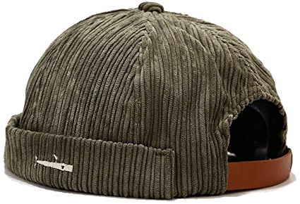 Zegoo Brimless Short Cap Adjustable Strap Casual Hat Rolled Cuff Soft Cap ArmyGreen