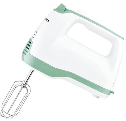JOCCA - Batidora Amasadora Manual de Dos Varillas/ 5 Velocidades/ 2 Conjuntos de Varillas: Batidoras, Amasadoras/Botón de Expulsión/Color blanco y verde