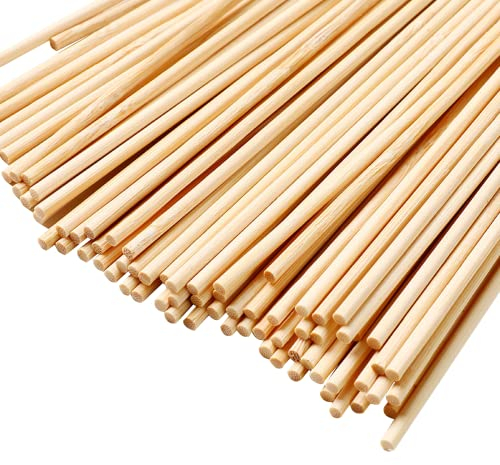 JKDHJK 150 Pack Wooden Sticks, Natural Round Wood Dowel Rods 30cm x 3mm Craft Sticks for Woodcraft, Building Model, Decorations & DIY Crafts