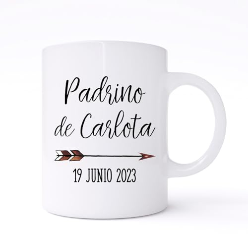 Taza Personalizada Quieres ser mi padrino? Personalizada con nombre y fecha, Regalo sorpresa padrino bautizo, el Mejor Padrino del Mundo, Taza con frase Super Padrino, Hermano, tios, detalles bautizo