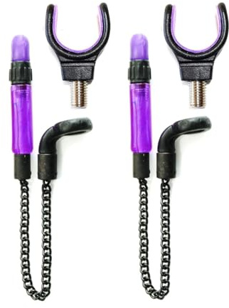 2 x Bobinas Indicadores de mordida 2 x Rod Rest Set Carpa Pesca Aparejos para Alarmas de mordida (Morado)