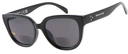Tumaron Bay Eyewear Modell Bel Air – bifokale Sonnenbrille in schwarz - mit unauffälligen Lesefenster im unteren Bereich der Gläser mit Addition +1.50