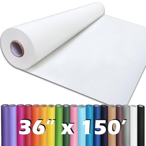 PerkHomy White Kraft Paper Roll 36 x 1,800 (150') for Gift Wrapping Bouquet Flower Art Painting Craft Writing Packaging Shipping 80GSM 55LB (White, 36 x 150')