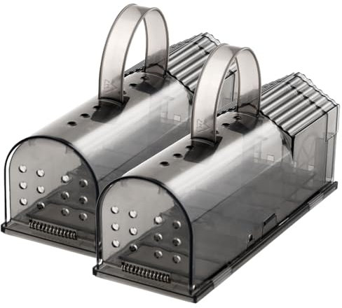 KAMEUNHumane Mouse Traps 2 Packs Indoors and Outdoors, Large Rodent Control Mice Traps, Reusable Rat Trap, Sensitive Mousetrap Catcher, No Touch Release, Pets and Children Safe