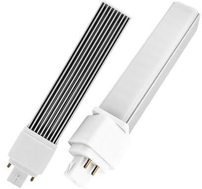 QLEE 9w G24q 4-Polige Vertikale LED-Glühbirne PL-C Nachrüstäquivalent CFL 18w G24q-2 G24q-3 990Lumen 314° Frei Drehbar Flimmerfrei Versenkt GX24q Sockel Grüne Glühbirne Warmweißes Licht 3000k 2er Pack