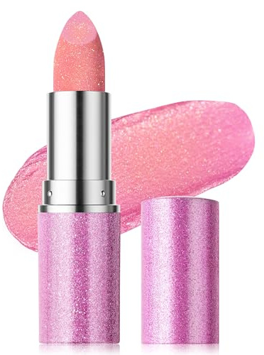 Erinde Barra de Labios con Purpurina, Glitter Lipstick Brillante e Hidratante, Pintalabios Permanente de Larga Duración, Maquillaje Labial Resistente al Agua con Efecto Metálico Cremoso #02
