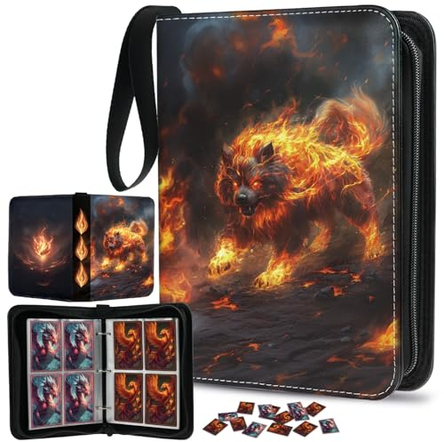 Raccoglitore per carte collezionabili a 4 tasche, contiene 400 carte con 50 custodie rimovibili, con cerniera, in pelle PU, porta carte portatile con cinturino da polso, regalo per ragazzi, ragazze