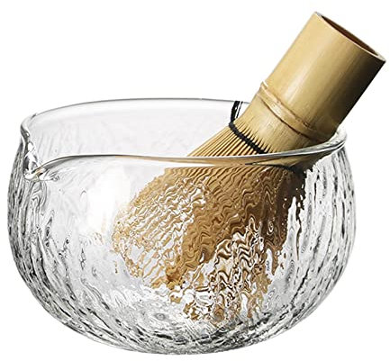 KBOLAE Tazón de té de vidrio texturizado, resistente al calor, resistente a los arañazos, para el hogar