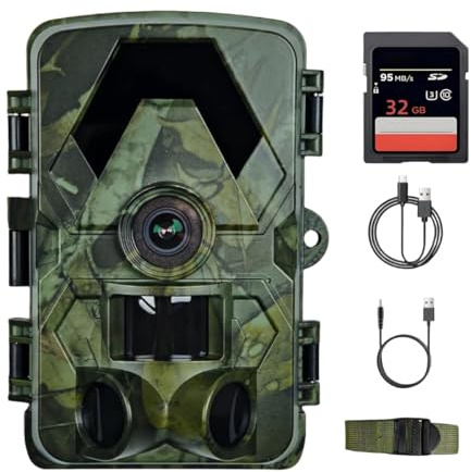 Caméra de faune, Caméra de faune 5K 60MP, Caméra de chasse grand angle de 30m 130, Temps de déclenchement de 0,05s, Vision nocturne, Capteur de mouvement, Étanche IP66, Pas de scintillement, LED