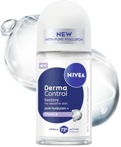 NIVEA Derma Control Restore Antisudorifique Femme 72h Protection Bille avec Acide Hyaluronique 50ml