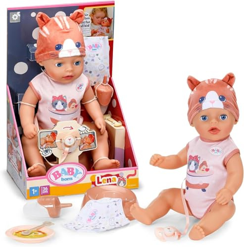 BABY born Lena Chat 36 cm, Poupon avec 7 Fonctions