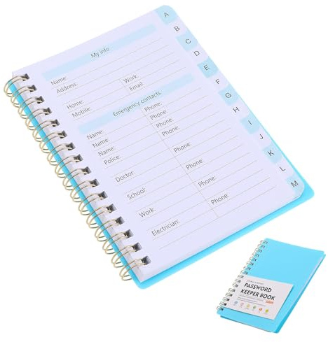 TOVINANNA Carnet Mot Passe à Spirale avec Onglets Alphabétiques Organiseur Sécurisé pour Mots de Passe et Notes Cahier Multifonction pour Seniors et Usage Quotidien
