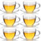 Dimono Tee Set mit Untertasse 80 ml Espresso Gläser aus extrem Hitzebeständigen Borosilikatglas Teegläser mit Unterteller für Tee & Espresso (6 Stück)