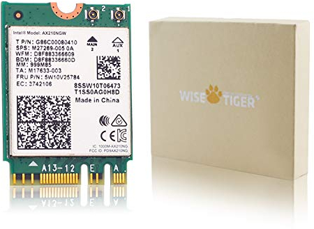 WISE TIGER AX210NGW - Carte WiFi 6E 11AX - Module WiFi 2 x 2 MU-MIMO - Carte sans Fil Double Bande avec Adaptateur WiFi Interne BT 5.2 pour Ordinateur Portable, Compatible avec Windows 10 64 bi