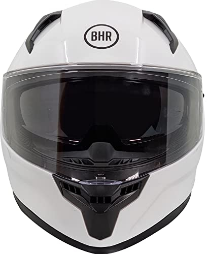 BHR Casco Integrale Moto con Doppia Visiera 831 ROCKET, Casco Moto Integrale Omologato ECE 22.06 con Schermo Parasole, Casco Uomo/Donna, Bianco, M