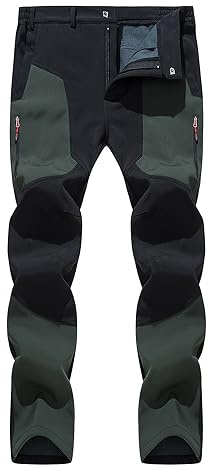 Freiesoldaten Hombre Al Aire Libre Forro Polar Pantalones de Invierno Resistente al Agua Pesca Caminar Senderismo Softshell Pantalones de Esquí