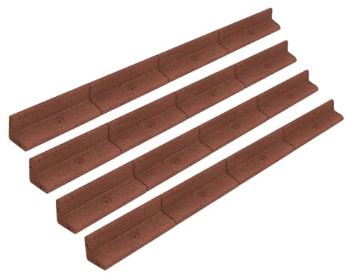 Flexibel gräsmattskant trädgårdsgräns gräs gångvägar gångkant grönsaksplan blomsterrabatt upphöjda kanter gummi konstgräs terrakotta | 4-pack x 1,2 m
