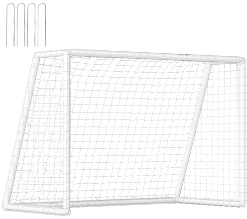 SPORTNOW But de Football 1,8 x 1,2 m avec Filet Poteaux en PVC Blanc