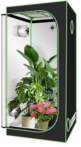 Vigevee Tente de culture d'intérieur, 100 x 100 x 200 cm, Oxford 600D opaque et étanche, avec fenêtre d'observation, pour la croissance des plantes