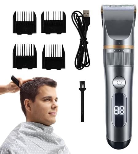 Cortadora de eléctrica profesional: herramienta de corte de cabello ajustable de 5 niveles, recargable, de bajo ruido y fácil de usar con batería incorporada de 1200mAh, cortapelos para hogar