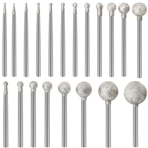 20Pcs Diamond Grinding Bits for Dremel Bits Ball Shape Diamond Bits