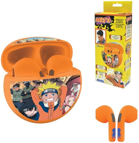 LEXIBOOK, Naruto, Auriculares estéreo inalámbricos, Sonido, Micrófono Incorporado, Controles táctiles, Estuche de Carga, Sonido Limitado a 85 dB, HPBT05NA