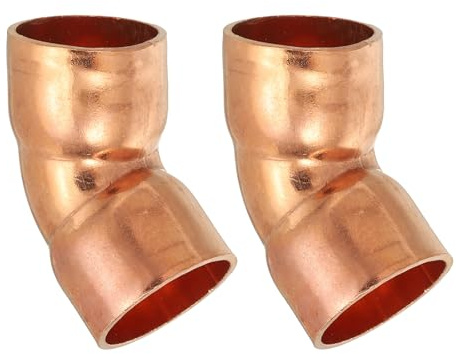 PATIKIL 3/4 ID 1.2mm Thick Elbow Copper Fitting, 2Pcs 99.9% Pure Copper Pipe Fitting 45 Degree Short Radius Tube Connector Sweat Solder for HVAC Refrigeration System