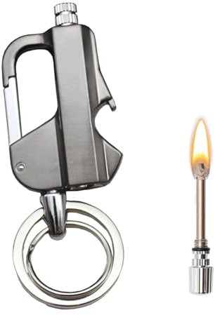 Accendino a cherosene portatile, accendino a fiammifero, portachiavi e apribottiglie, attrezzatura for la sopravvivenza all'aperto, adatto for campeggio ed escursionismo (cherosene non incluso)(Black)