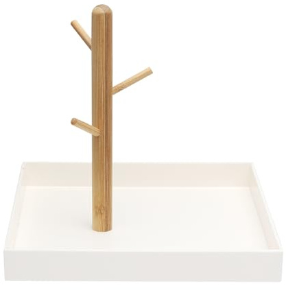 APOMOONS Porte-clés à 3 niveaux, porte-bijoux en bois Plateaux à bijoux Rangement pour clés pour table d'entrée, porte-bijoux pour coiffeuse Salle de bain Salon（20x20x18,7 cm）